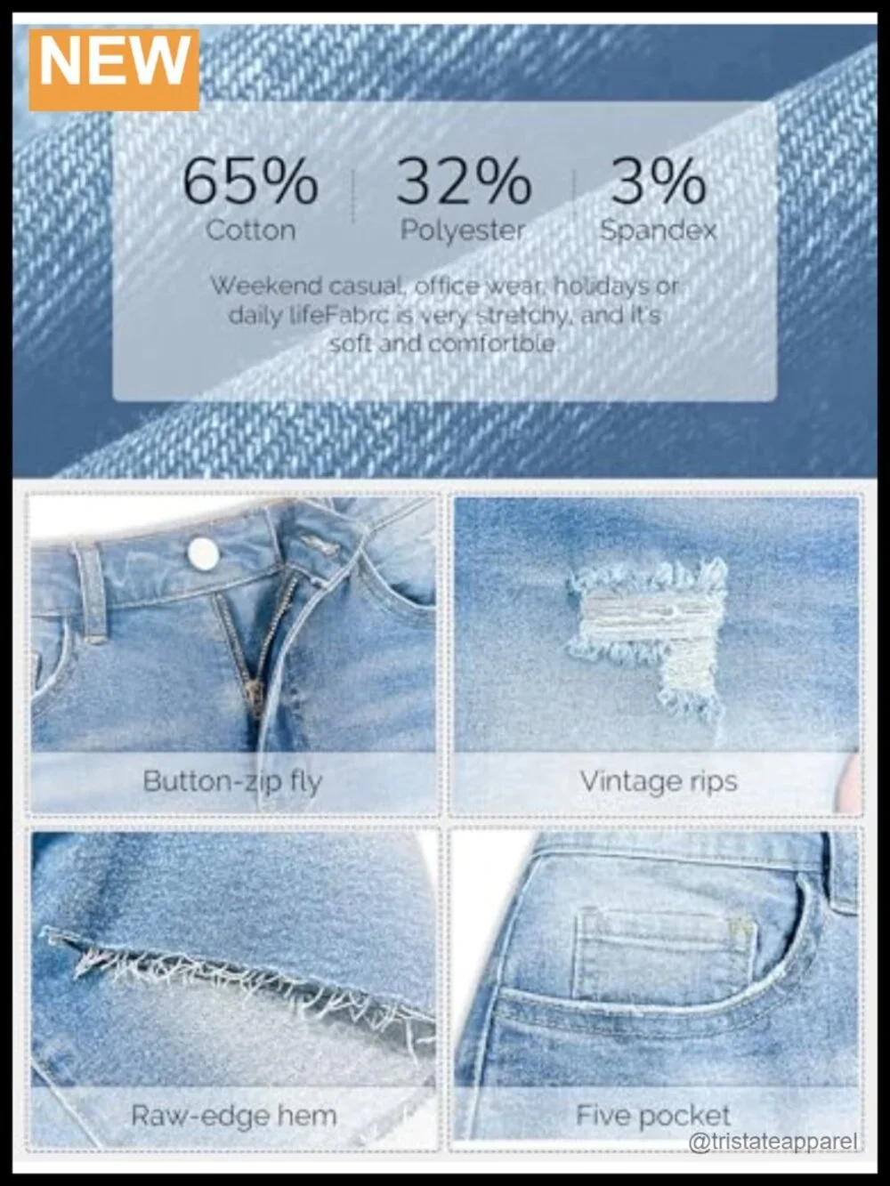 High Waisted Stretchy Ripped Frayed Hem Denim Shorts Casual Jorts